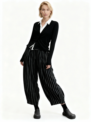 Jazz Up Striped Pattern Baloon Style Trousers