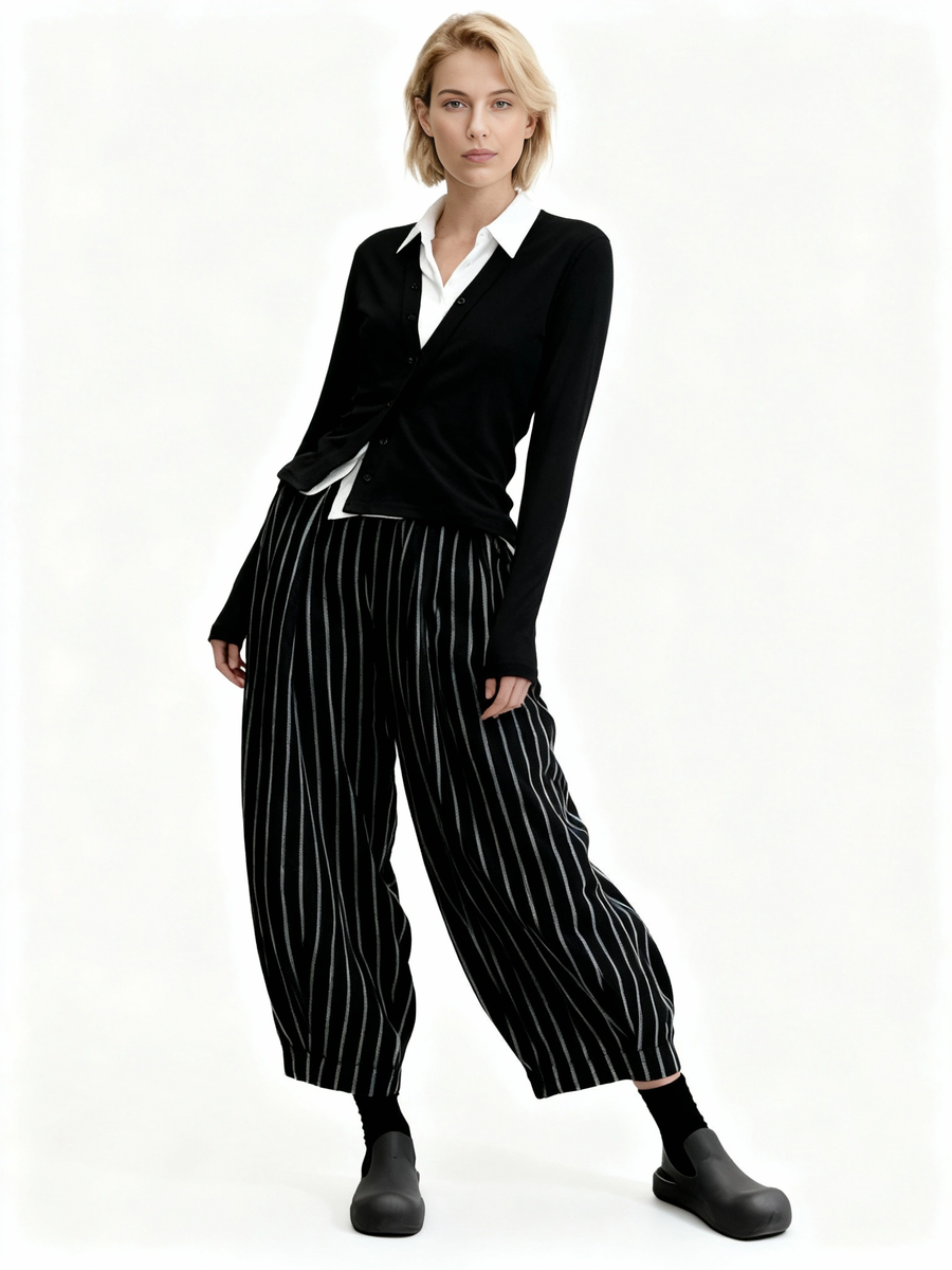 Jazz Up Striped Pattern Baloon Style Trousers