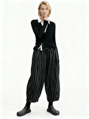 Jazz Up Striped Pattern Baloon Style Trousers