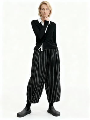 Jazz Up Striped Pattern Baloon Style Trousers