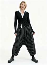 Jazz Up Striped Pattern Baloon Style Trousers