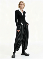 Jazz Up Striped Pattern Baloon Style Trousers