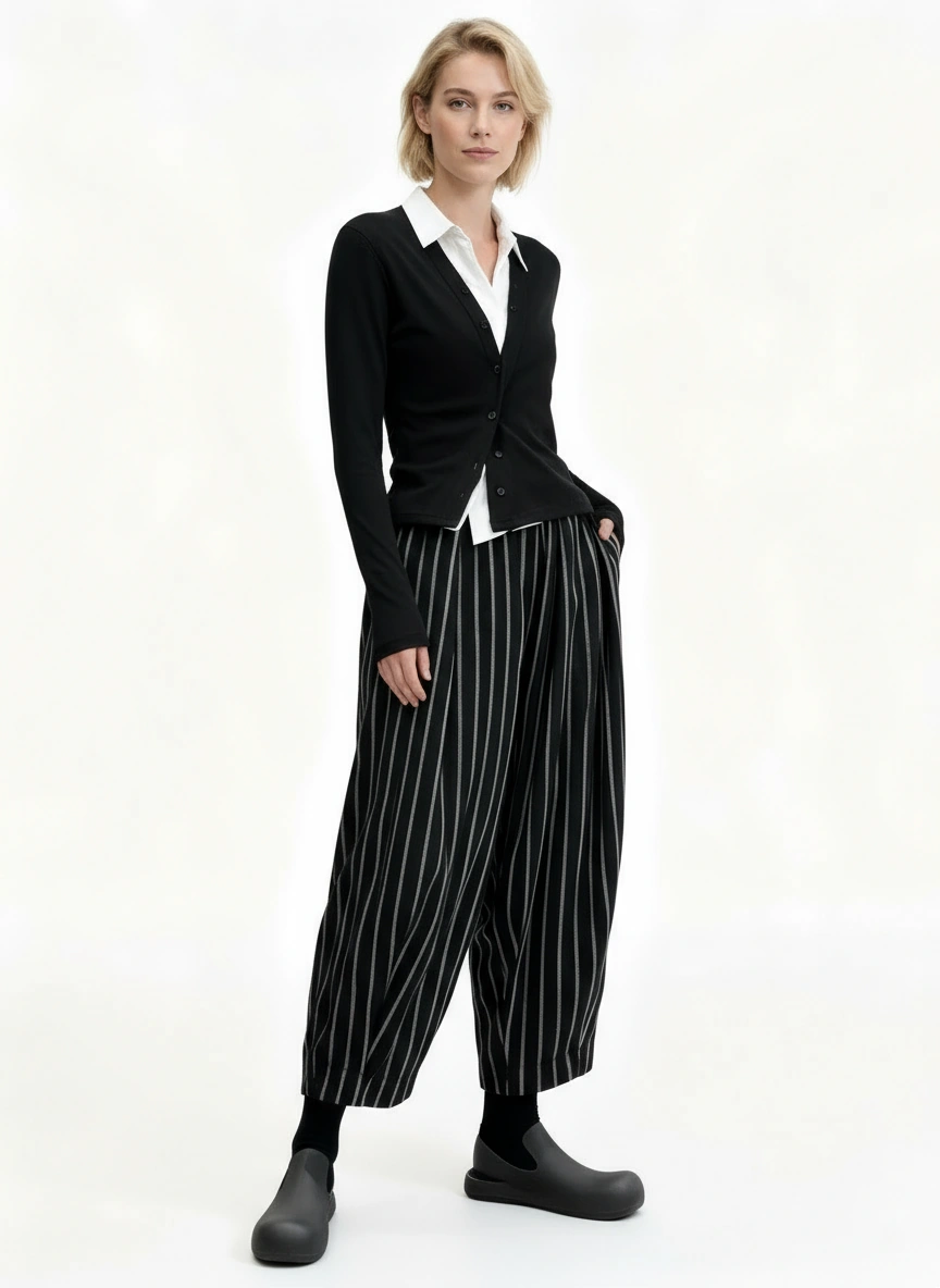 Jazz Up Striped Pattern Baloon Style Trousers
