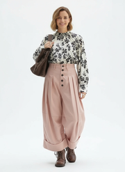 Pleated Wide-Leg Trousers – Dusty Pink Statement Fit