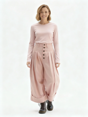 Pleated Wide-Leg Trousers – Dusty Pink Statement Fit