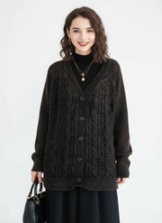 Distressed Knit Cardigan — Deep Charcoal-SimpleModerne