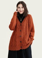 Distressed Knit Cardigan — Burnt Orange-SimpleModerne