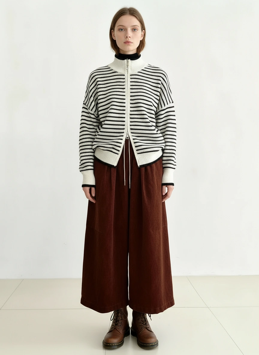 Wide Corduroy Trousers — Deep Chestnut Brown-SimpleModerne