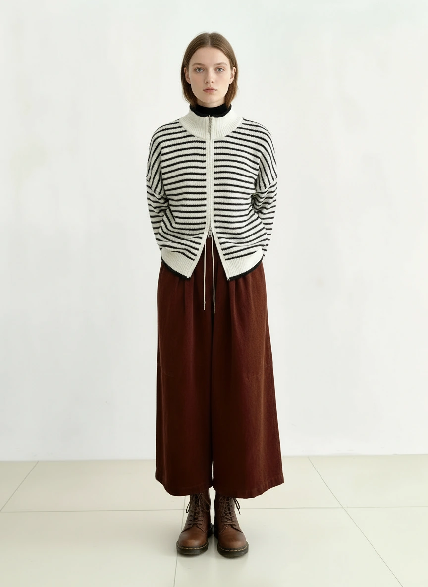 Wide Corduroy Trousers — Deep Chestnut Brown-SimpleModerne