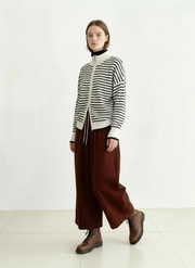 Wide Corduroy Trousers — Deep Chestnut Brown-SimpleModerne