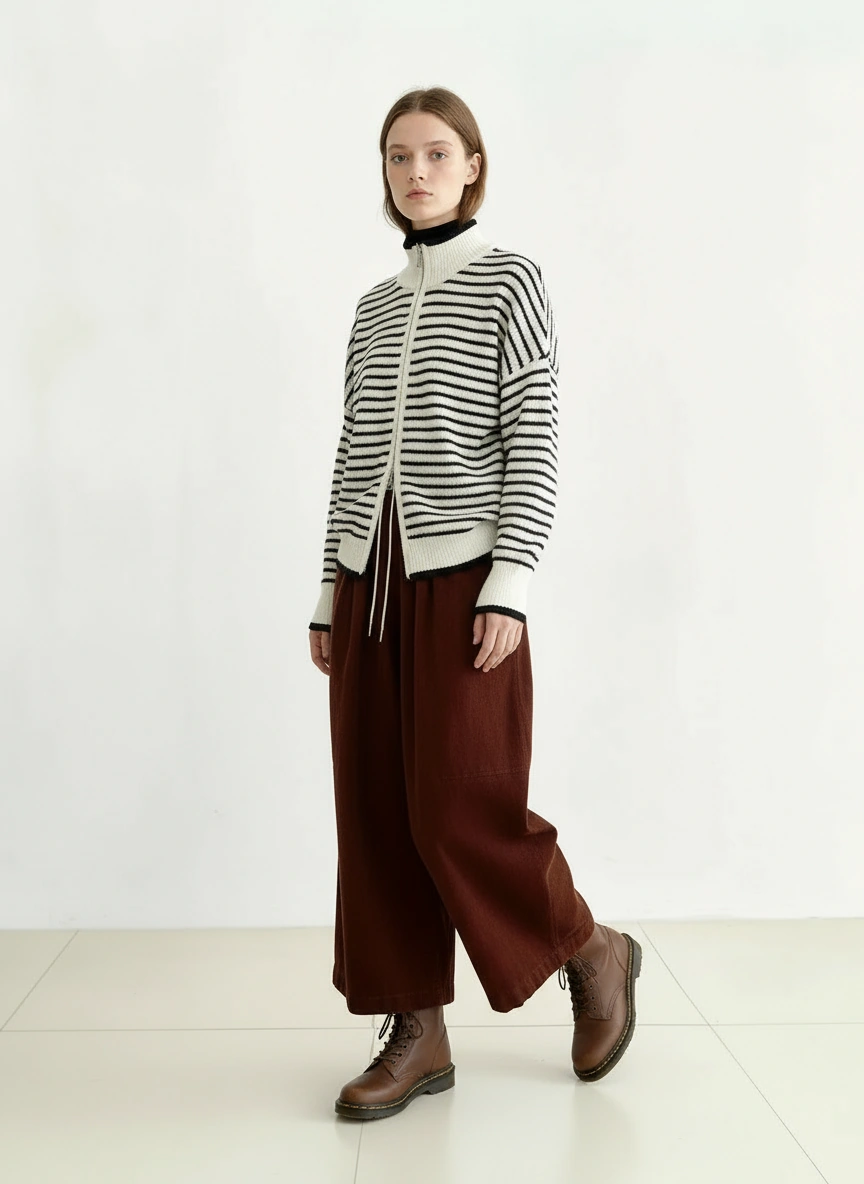 Wide Corduroy Trousers — Deep Chestnut Brown-SimpleModerne