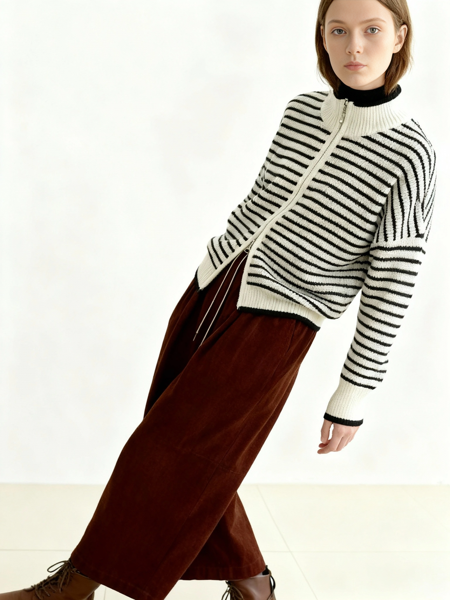 Wide Corduroy Trousers — Deep Chestnut Brown-SimpleModerne