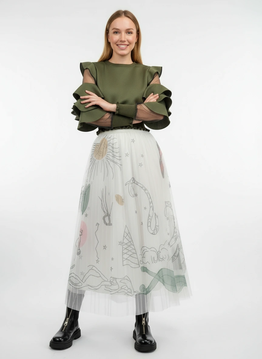 Simple Moderne SauleDu Layered Tulle Apricot Skirt-SimpleModerne