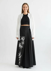 Casual Minimal Goth Embroidery Skirt-SimpleModerne