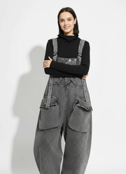 Street Punk Style Oversized Fit Vintage Denim Overalls-SimpleModerne