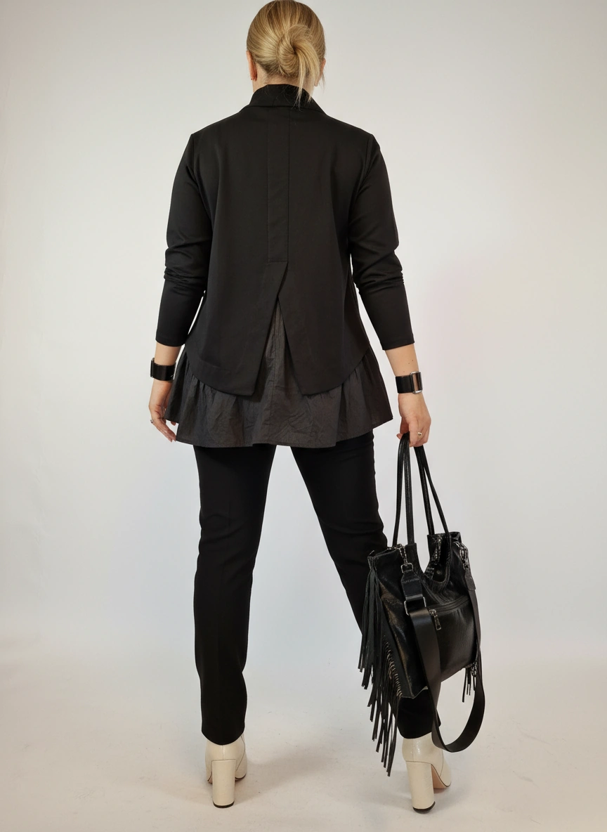 Emignute Asymmetrical Ruffled Sweatshirt-SimpleModerne