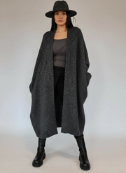 Oversized Knit Cardigan — Cool Charcoal Gray-SimpleModerne