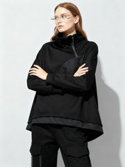 Asymmetric Pocket Hoodie — Green / Black-SimpleModerne