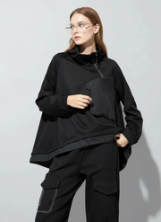 Asymmetric Pocket Hoodie — Green / Black-SimpleModerne