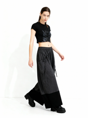 Asymmetric Wide-Leg Trousers — Dark Gray-SimpleModerne