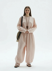 Oversized Drawstring Jumpsuit — Blush Pink-SimpleModerne