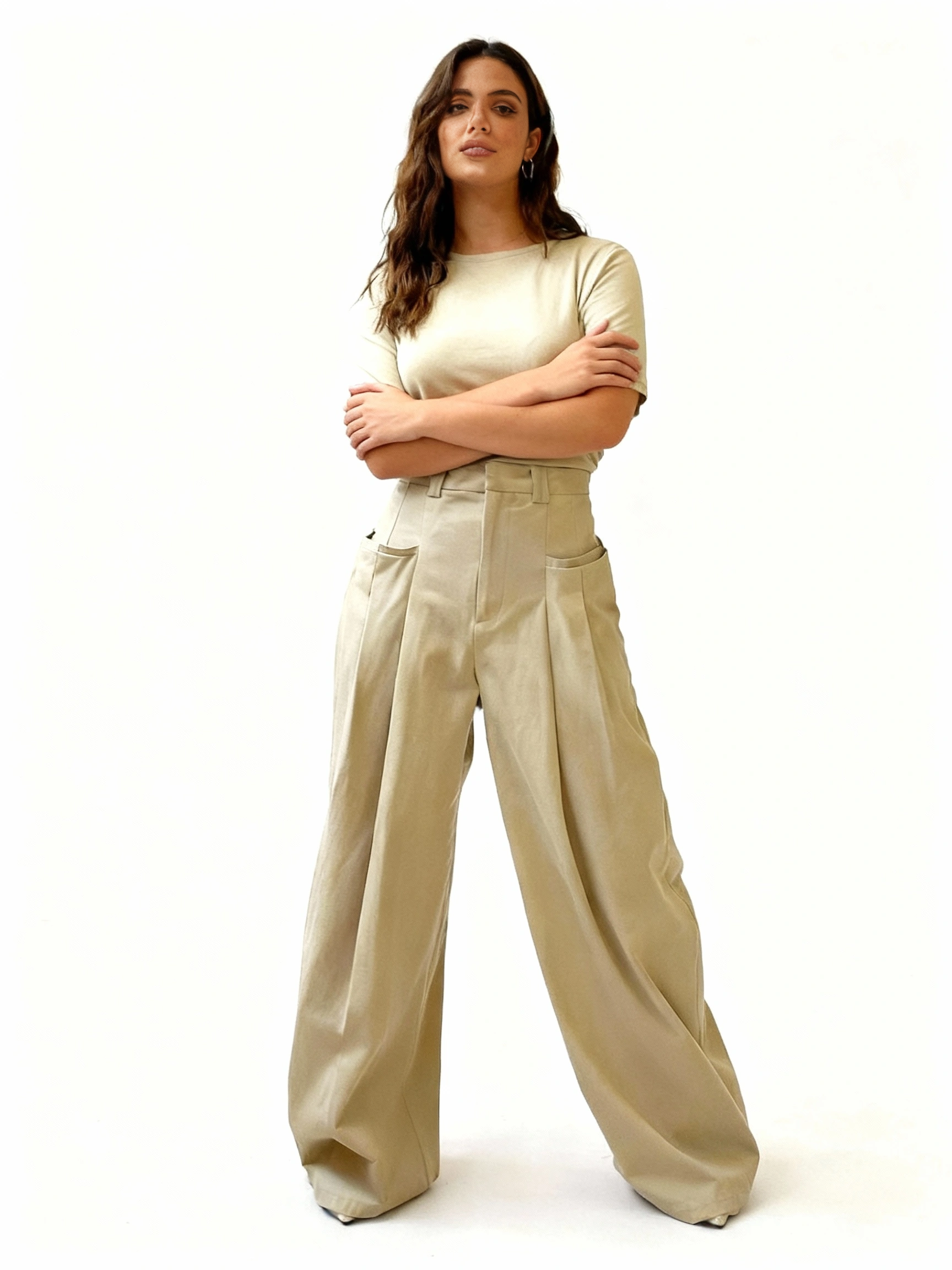 Wide-Leg Pleated Trousers-SimpleModerne