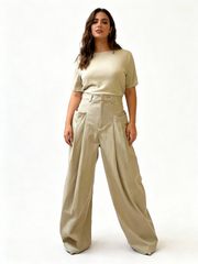 Wide-Leg Pleated Trousers-SimpleModerne