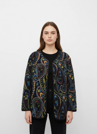 Vintage Paisley Zip Jacket – Casual Minimal Goth-SimpleModerne