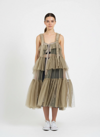 Tiered Tulle Overlay Dress
