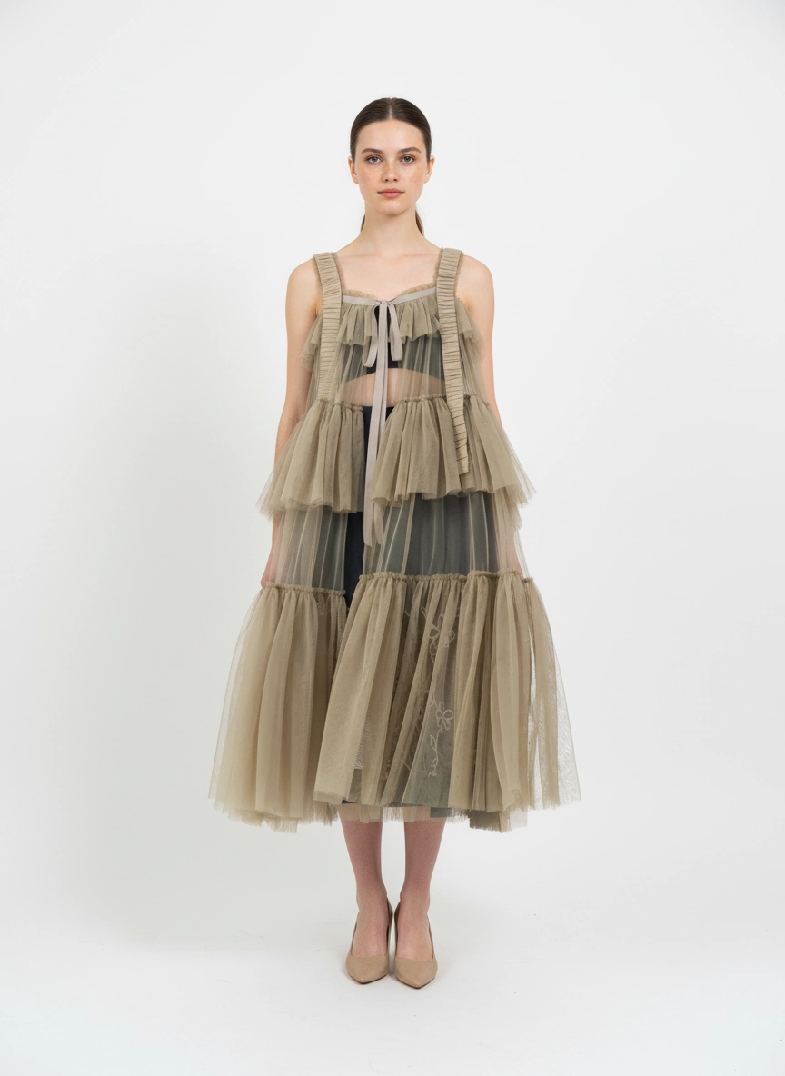 Tiered Tulle Overlay Dress