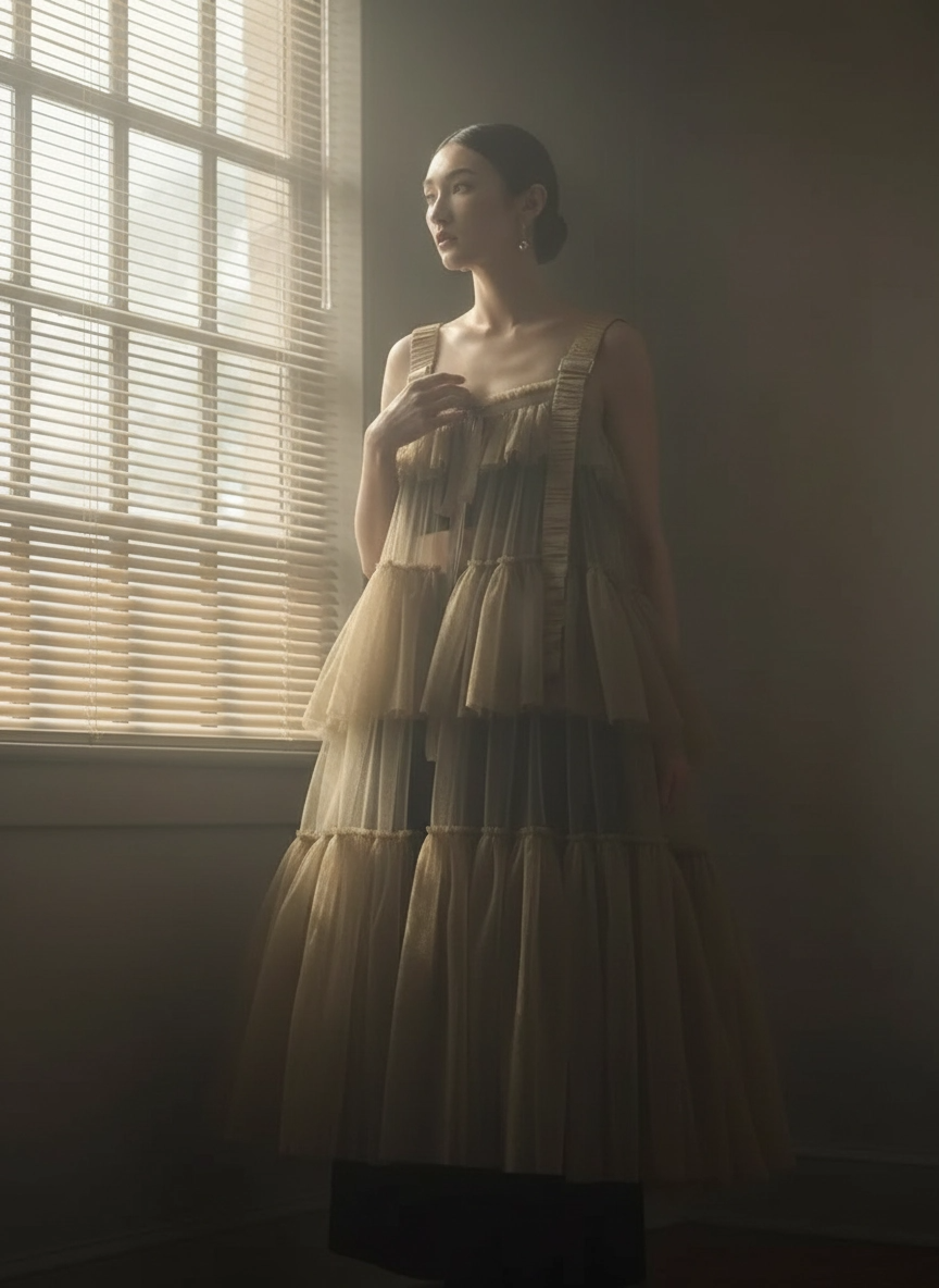 Tiered Tulle Overlay Dress