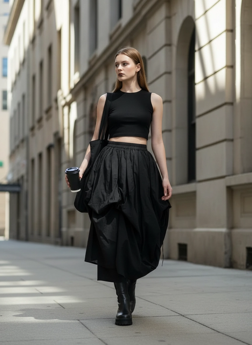 Layered Gothic Skirt – Black / White