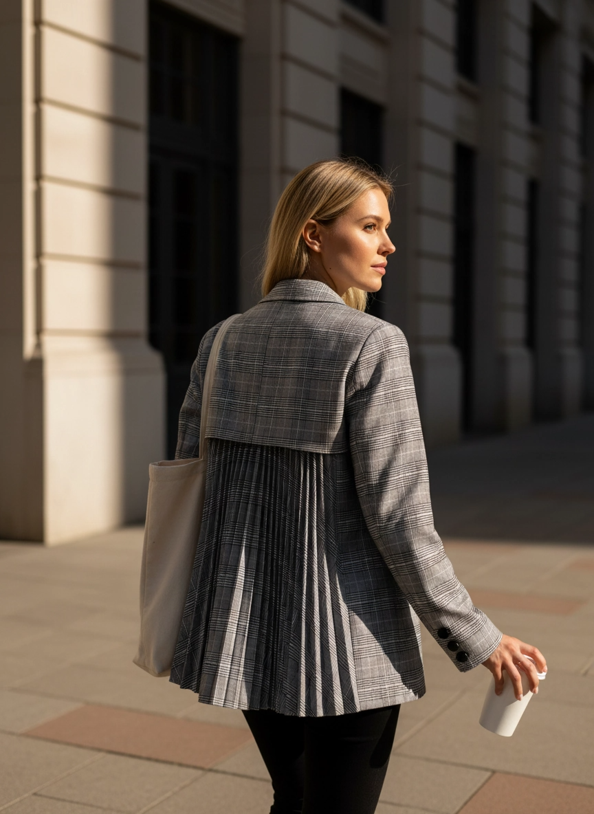 Miss Office Punk – Pleated Back Blazer-SimpleModerne