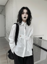 Architectural Asymmetric Wrap Blouse - Stark White-SimpleModerne