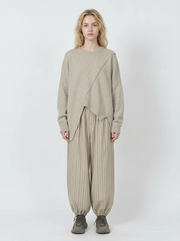 Sand Striped Relaxed Balloon Trousers