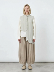 Natural Asymmetrical Button Vest-SimpleModerne