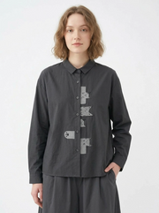 Playful Cat Print Shirt Blouse