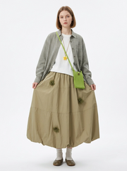 Voluminous Balloon Midi Skirt-SimpleModerne