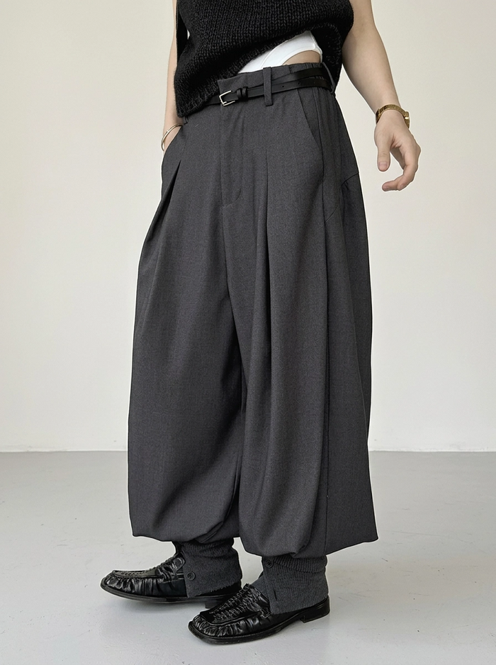 Minimal Goth Tailored Balloon Trousers-SimpleModerne