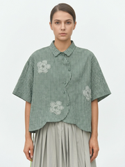 Japanese Inspired Textured Check Shirt-SimpleModerne