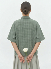 Japanese Inspired Textured Check Shirt-SimpleModerne