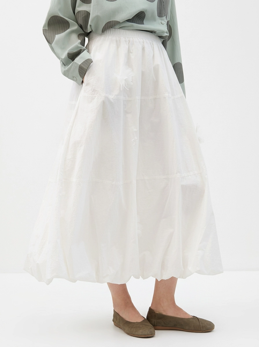 Voluminous Balloon Midi Skirt-SimpleModerne