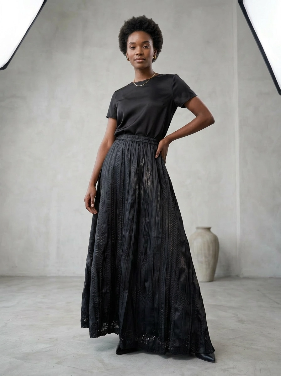 Dark Flow Gothic Pleated Skirt-SimpleModerne
