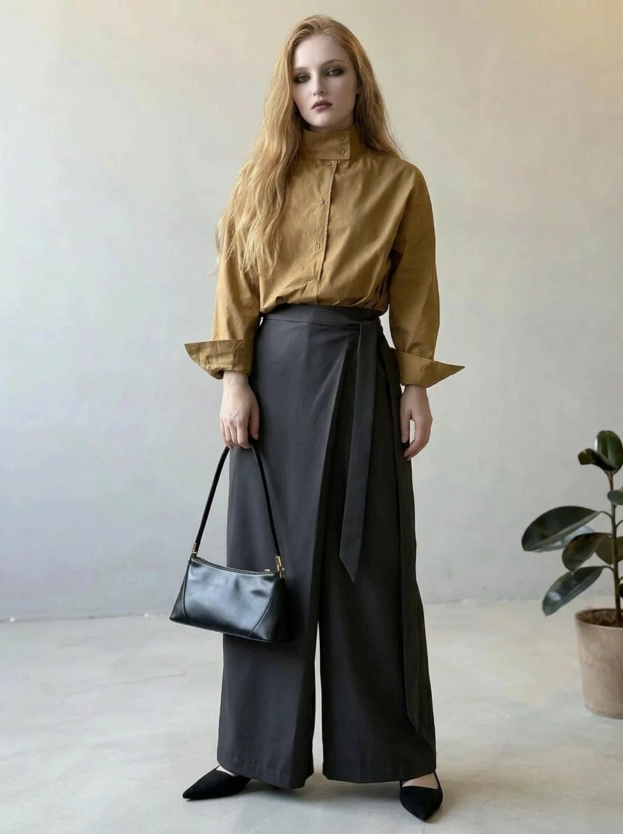 Shadow Wrap Trousers – Dusk Grey / Black-SimpleModerne