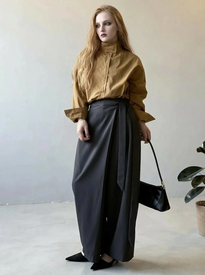 Shadow Wrap Trousers – Dusk Grey / Black-SimpleModerne