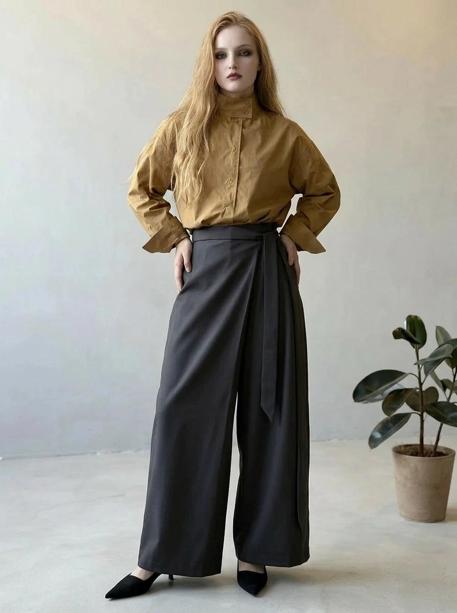 Shadow Wrap Trousers – Dusk Grey / Black-SimpleModerne