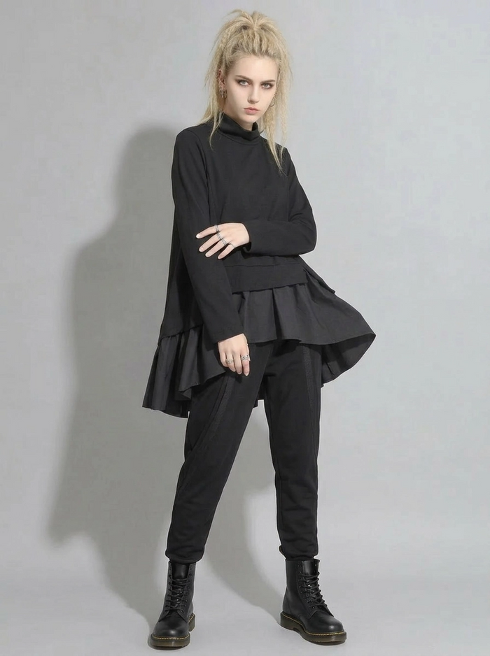 Re-launch Paneled Kinetic Harem Trousers - Obsidian Black