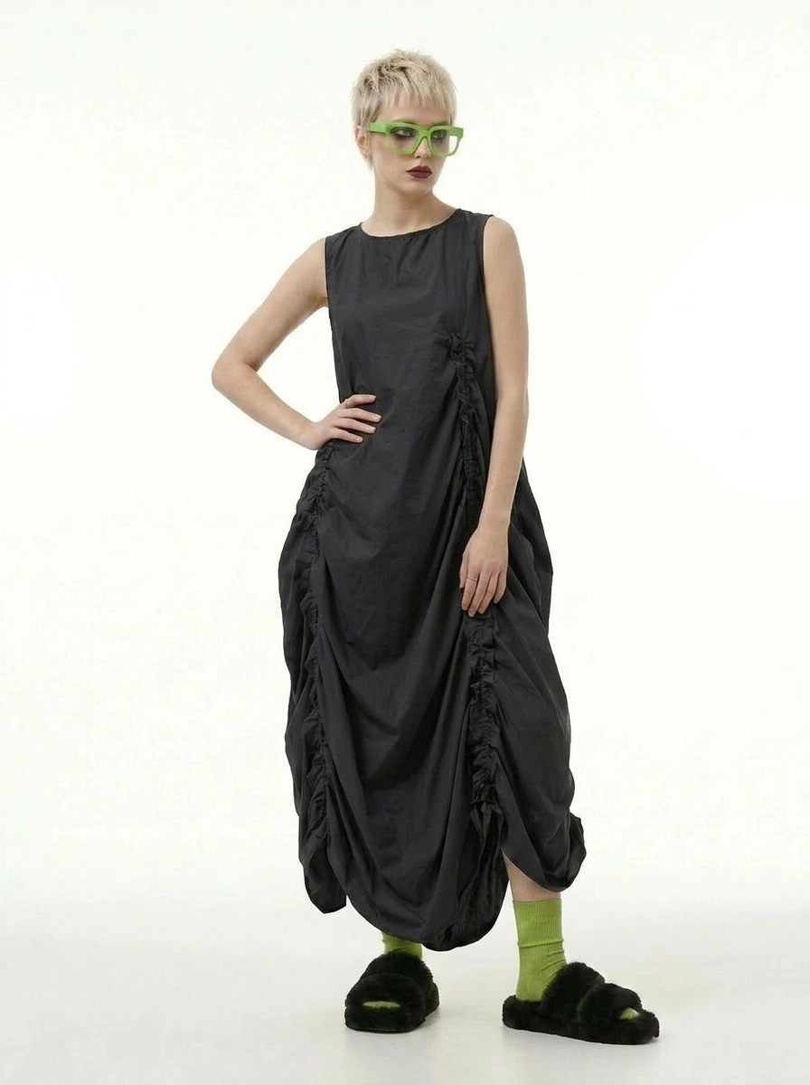 black avant garde dress Avant Garde Balloon Sleeve Dress