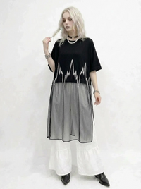 Minimalist Goth Sheer Overlay T-Shirt – Layered Casual Edge Top-SimpleModerne