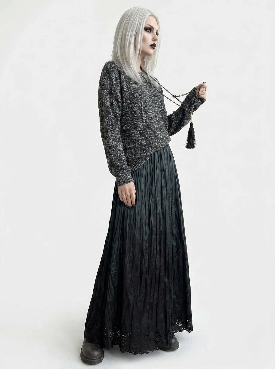 Dark Flow Gothic Pleated Skirt-SimpleModerne